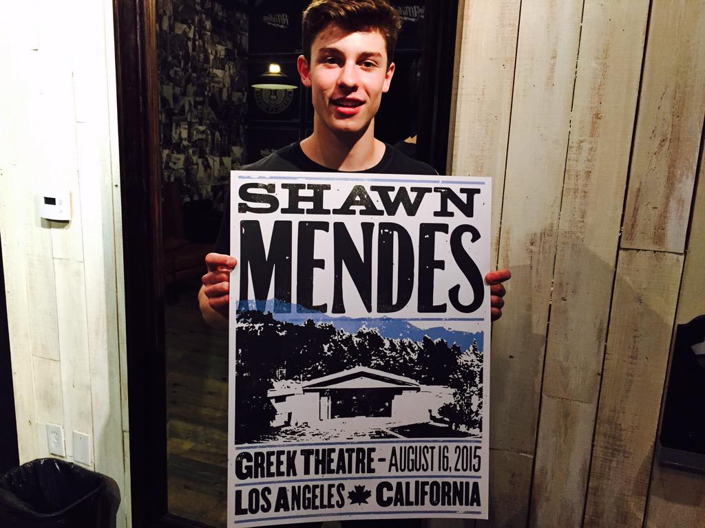 ShawnMendes's tweet photo. If ur at the Anaheim show tonight go to the Merch table to buy Greek theater LA tickets &amp; ull get a limited poster ! http://t.co/TVunO4tQ6p