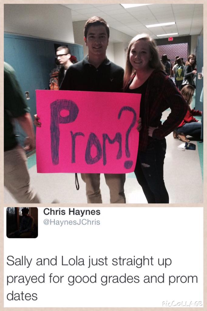 NMHSProm2015's tweet photo. "Alicia's prayers have been answered!" She's going to prom with Kurt Zarba! http://t.co/rmFafYe4qt