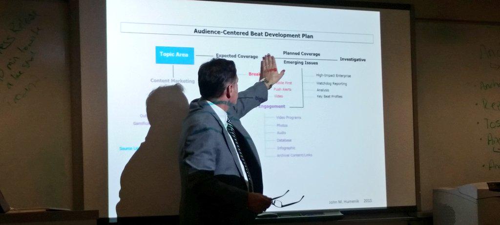 John Humenik gave a presentation to Bryan Murley's class today about his experience and details about the job field.