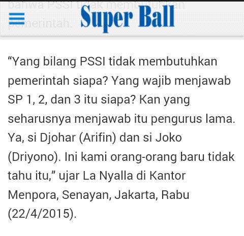 Nyalla lupa kalo dia waketum PSSI era Djohar. Ngawur kok kebangetan.