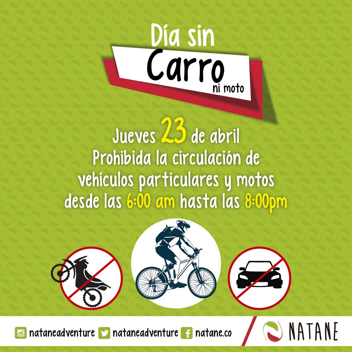 NataneAdventure's tweet photo. Mañana #DíasinCarro en #Villavicencio buen día para salir en #bicicleta. #Natane http://t.co/RUfZJq8WB7