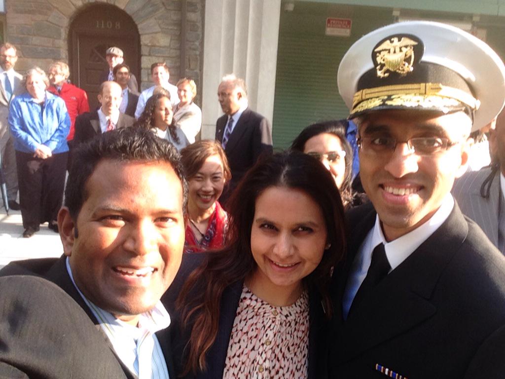 KishanForDC's tweet photo. So proud of our friend the @Surgeon_General Vivek Murthy and congrats to his cool dad! @paragie #SGLaunch http://t.co/xh1XoYS2lh