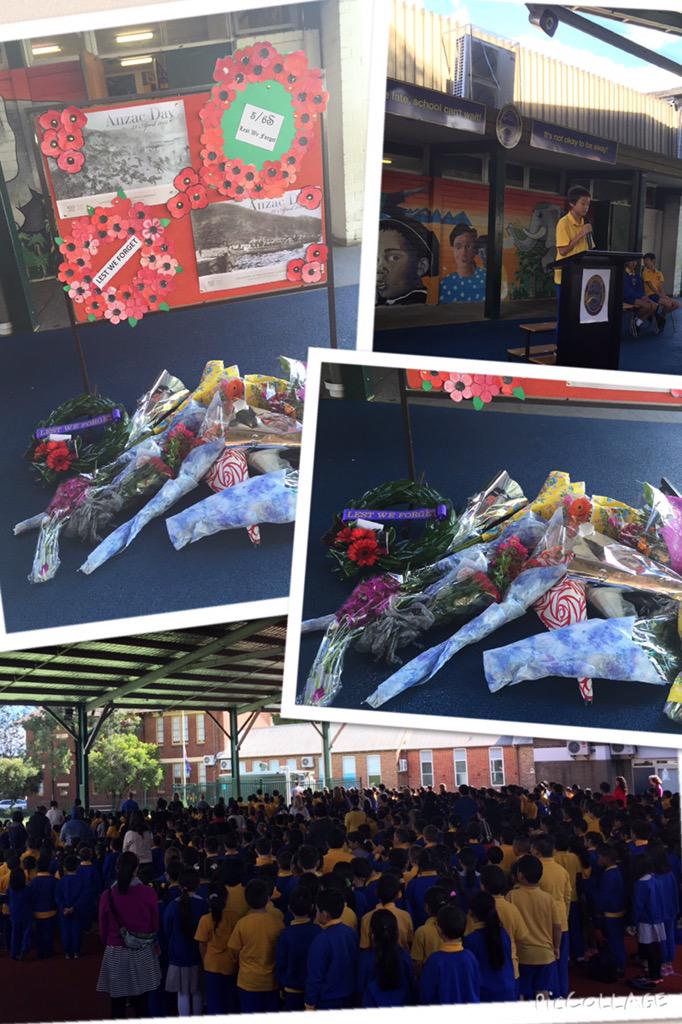 CabraPS's tweet photo. Our whole school ANZAC ceremony. Remembering our heroes. #LestWeForget http://t.co/WXuVdY2bDQ