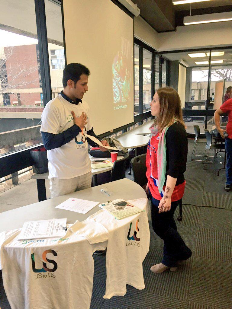 Ustocleveland's tweet photo. Mohammed was representing us @ Tri-c international festival to introduce @UstoUSorg to the students 
#سعادة_العطاء http://t.co/Phh9CWJNGN