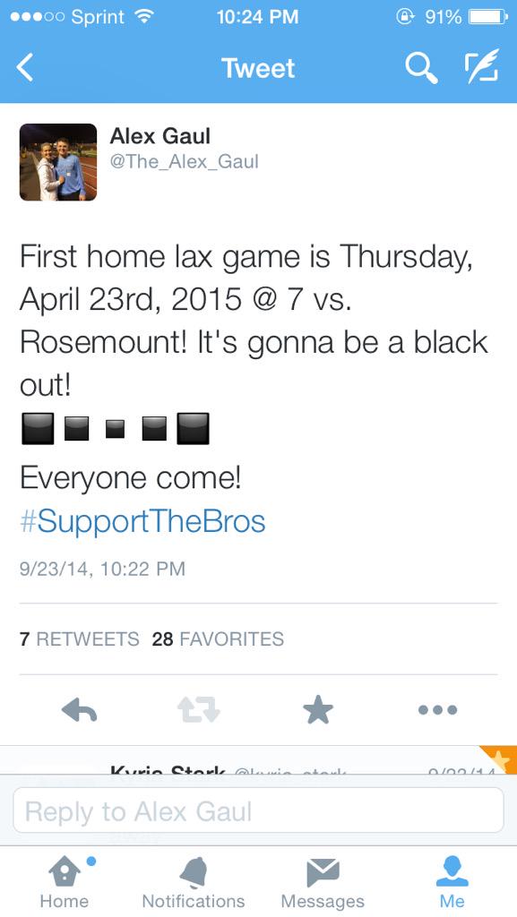 AlexDoorenbos15's tweet photo. Time change, tomorrow 7:30pm at Vaughn Field. Still a black out 
◼️◾️▪️◾️◼️ #Lacrosse http://t.co/bVVsZ4sSeu