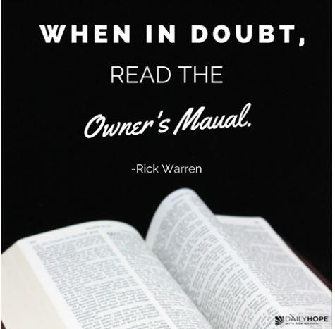 RickWarren's tweet photo. When in doubt, read the Owner's Manual. http://t.co/P37q26Wh0V