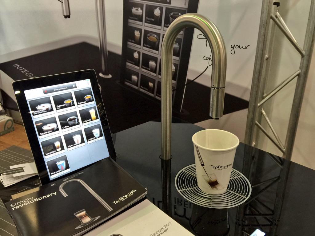 DeryckTormey's tweet photo. Just visited @Scanomat_Irl at the @smartbshow to see this very cool device. Hot water, coffee, hot choc? 1app 1tap http://t.co/l4XYh5crsH