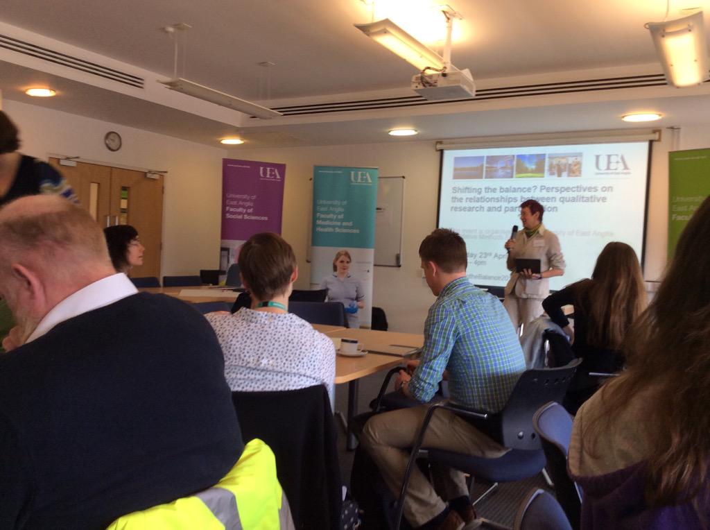 ultreia1x's tweet photo. Full room at @uniofeastanglia 4 'Relationship between #qualitative research &amp; participation' #shiftingthebalance2015 http://t.co/vP0KNZGSkf