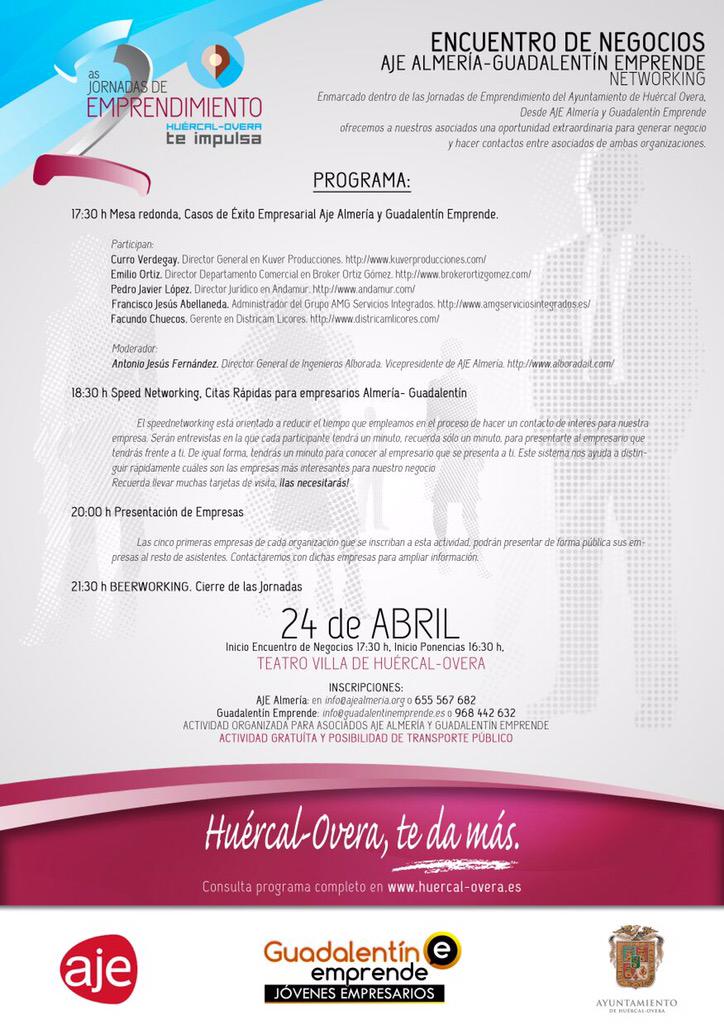 AJE_alm's tweet image. Hoy en las II Jornadas #HuercaloveraTeImpulsa y mañana más de 100 empresas en el Encuentro con @GuadalentinEmpr Ven!!