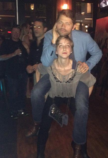 mishacollins's tweet photo. Season 10 #SPN wrap party! Hot Cas-on-Cas action! (@janinawinkler &amp; me) http://t.co/IXJ0l9Jjax