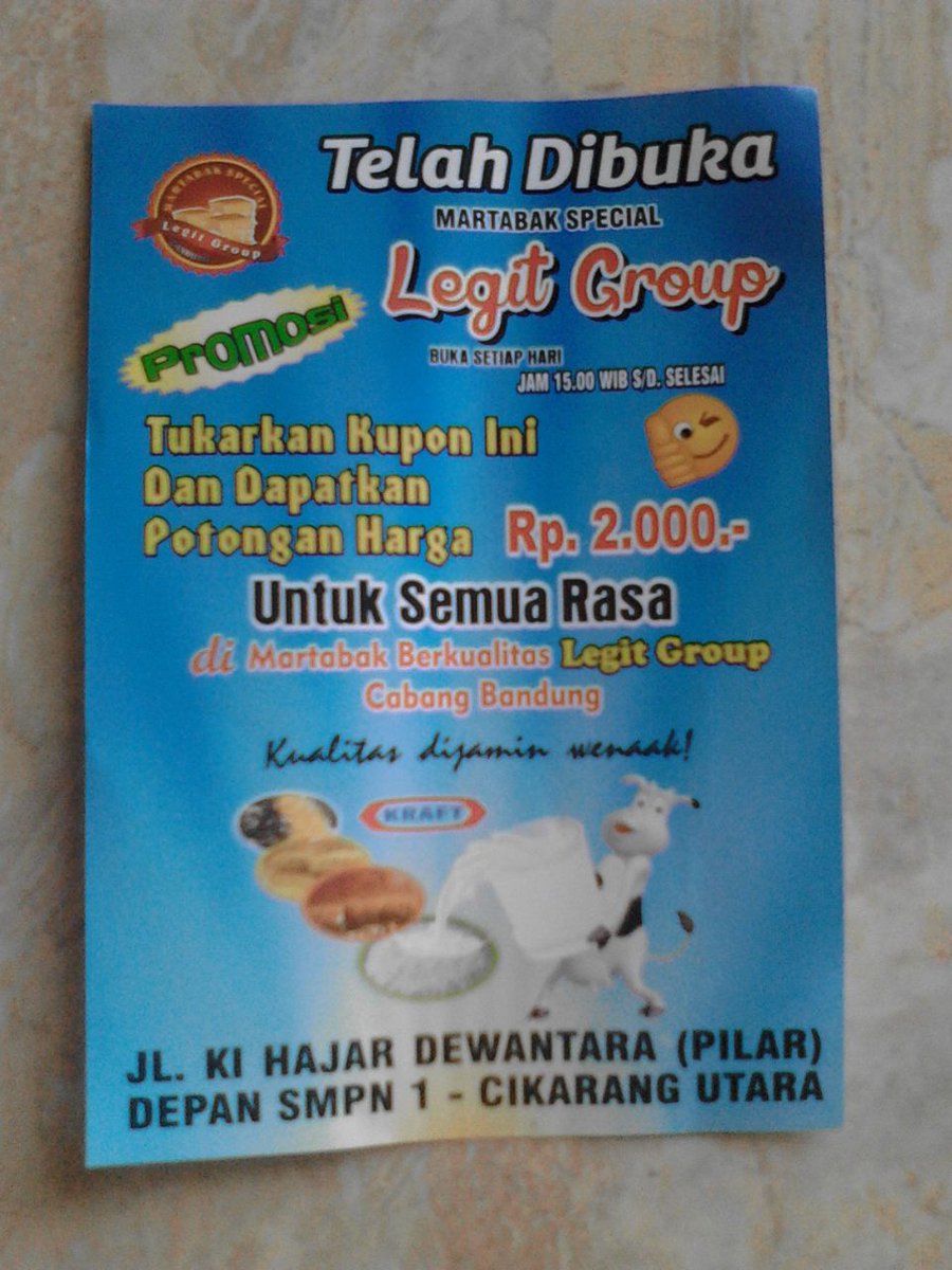 Martabak_LEGIT's tweet photo. Hayu warga Pilar-Cikarang Utara, sore ini mampir ke Outlet Martabak LEGIT dulu, wajib coba,mumpung masih PROMO :) https://t.co/Wk9OEeok2p
