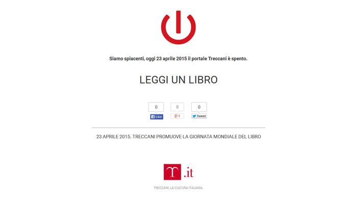 #GiornataMondialeDelLibro #Treccani festeggia spegnendo sito e invitando a leggere  ow.ly/LZWzs