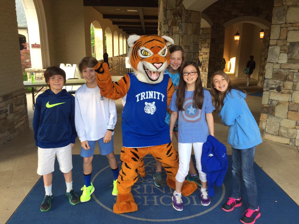 JosephPMarshall's tweet image. Our mascot Stripes was the star attraction at morning drop off for Spirit Week's Blue and White Day. #trinitylearns