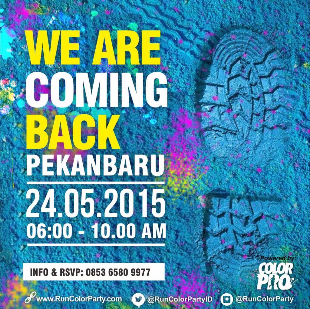RIAUcolorRun's tweet photo. PEKANBARU - Yuk seru2an lg di #PkuRunColorParty w/ @PJoana || Minggu 24.05.15 Lap. SPN || info pdftaran: 082284923323 http://t.co/QFqNJowsQU