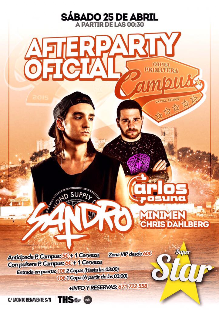 Night_superstar's tweet photo. ¡Sabado lleno de emociones! Os esperamos en el After Party oficial de @PrimaveraCampus con el mostró de @sandro_avila http://t.co/RrqiKNyvCQ