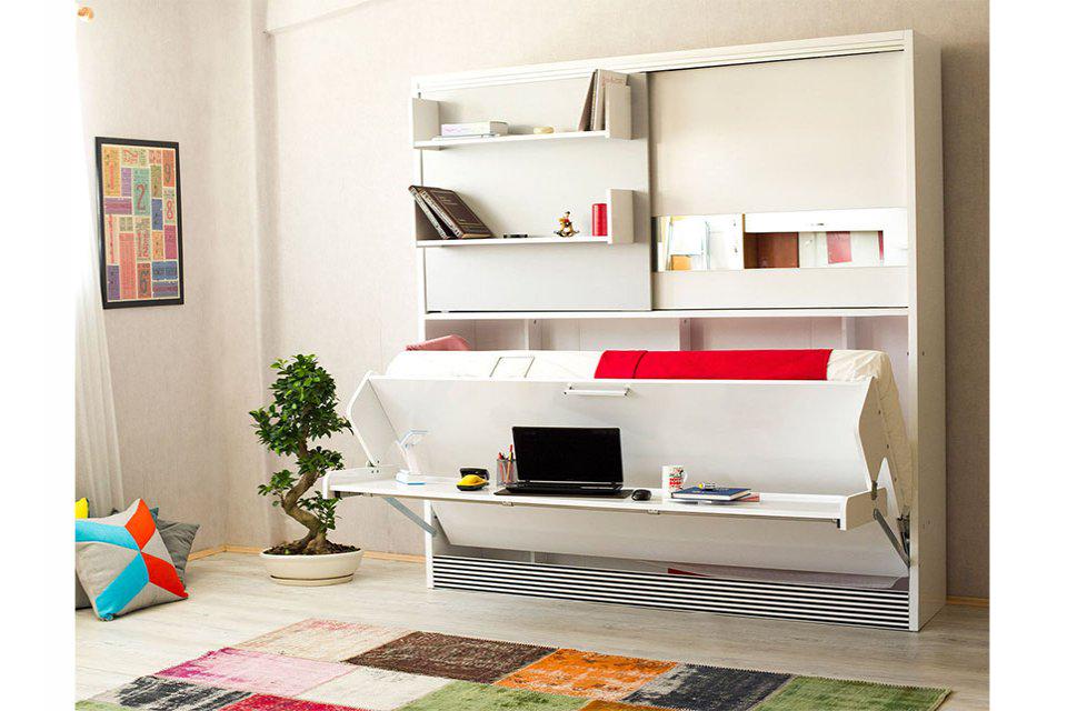 MultimoMobilya's tweet image. AKADEMİ - Tek kişilik hareketli yatak ve 2 metrelik çalışma masa fonksiyonları ile kompakt çalışma istasyonu.