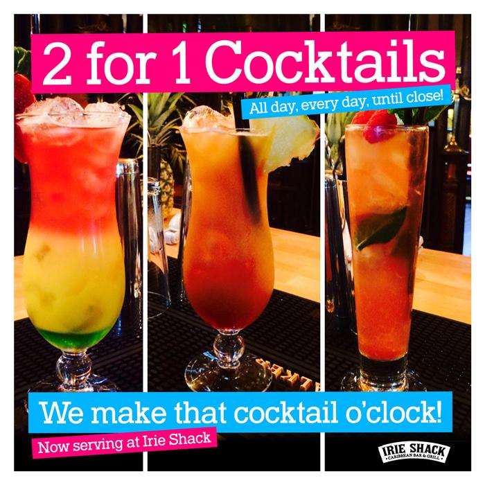 IrieShack's tweet photo. Enjoy the last of the sunny weather with 2for1 cocktails at #irieshack until midnight #cocktails #happyhour #cardiff http://t.co/iCrpVAE7o8