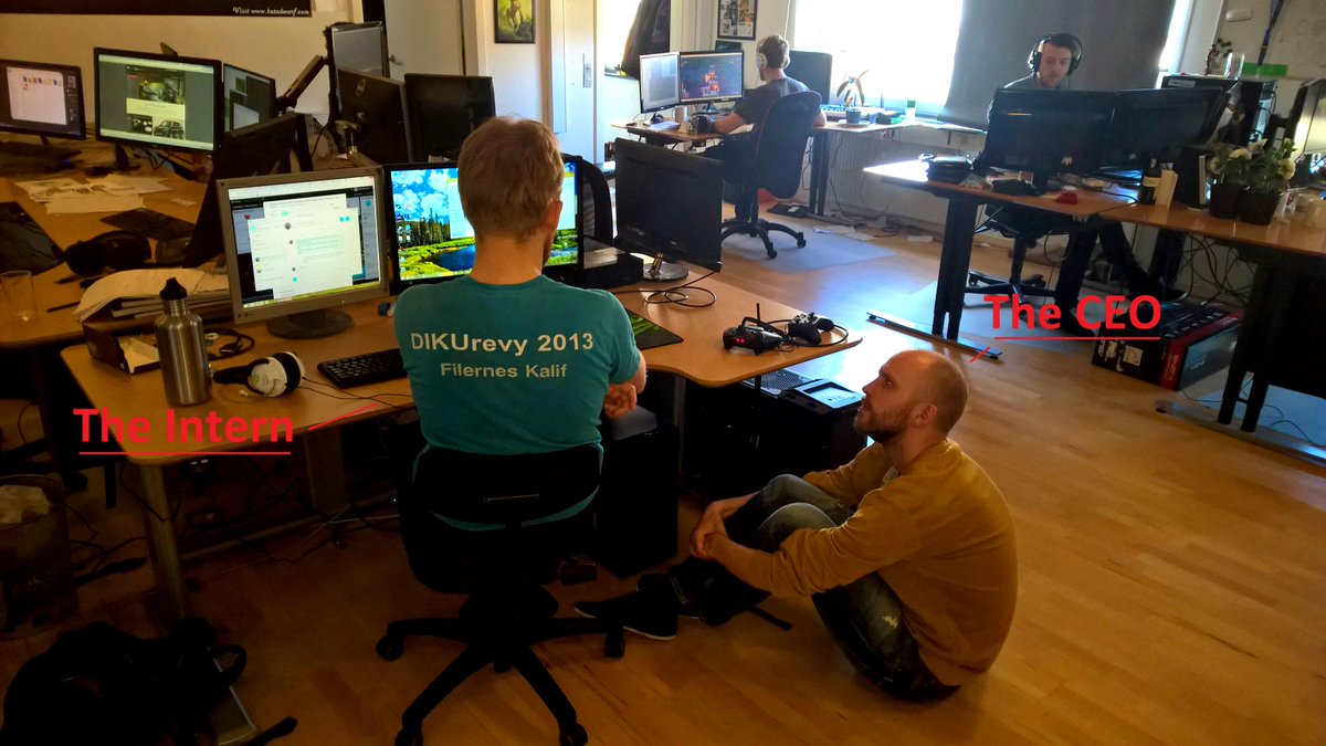 BetaDwarf's tweet photo. Just a standard day in the office, with a standard meeting about game design @BaboonLord #Forced2 #indiegames http://t.co/tpSs2BF13V