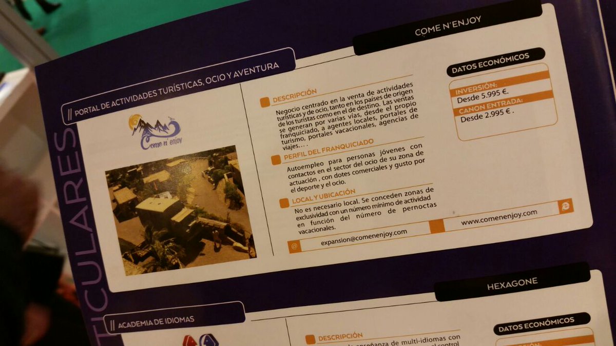 ComeNEnjoycom's tweet photo. @ComeNEnjoycom en #expofranquicia2015  ¡Ven a conocernos! Estamos en el stand  4E02 #franquicia  #Madrid http://t.co/viaJh0BULC