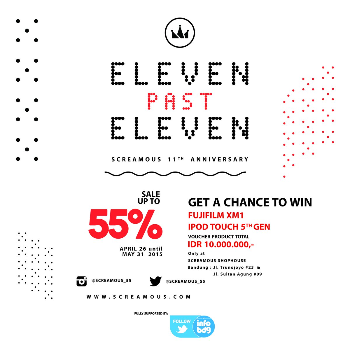 DISC. *55%  <a href="/Screamous_55/">S C R E A M O U S</a> 11TH ANNIVERSARY “11:11" Only at Shophouse : Sultan Agung 09 &amp; Trunojoyo 23 Bdg