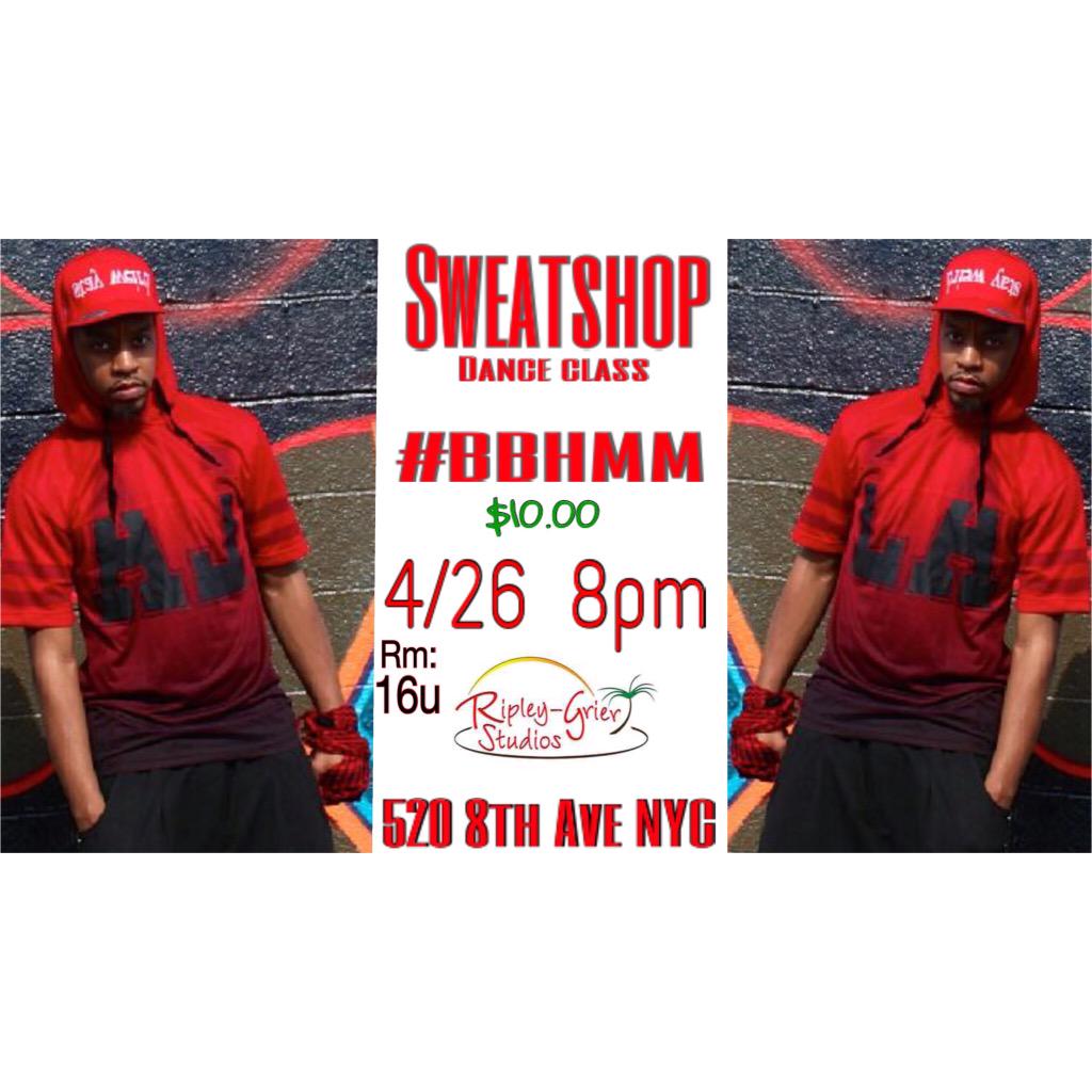 SwitchIdance's tweet photo. 4/26 #BBHMM #NYC #DANCENYC #SWEATSHOPDANCECLASS 8pm $10.00

BE THERE!! http://t.co/HNBXAFljlk