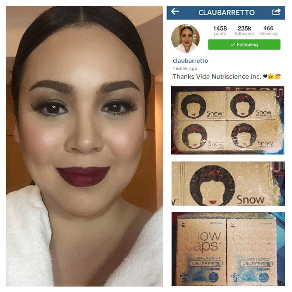 Claudine Barretto using Snow Caps! Have a beautiful white skin that glows  with Snow Caps.