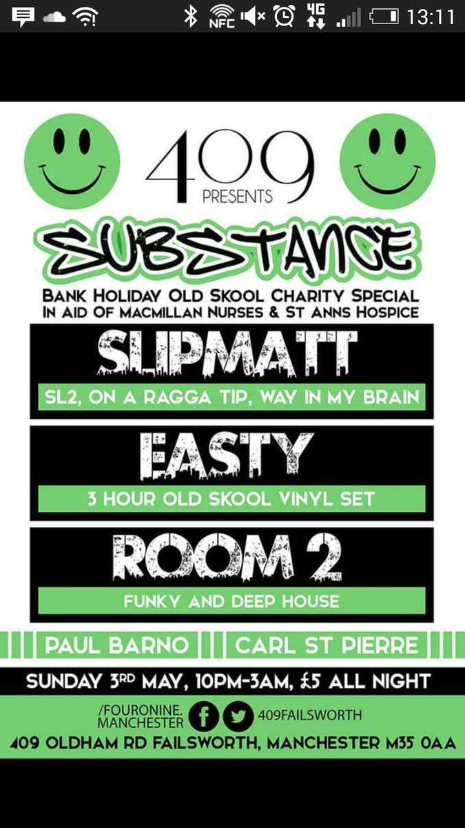 409Failsworth's tweet photo. This bank holiday Sunday! Slipmatt, Easty, Barno, Karl St Pierre. #Old School #House http://t.co/IjKKplYfy6
