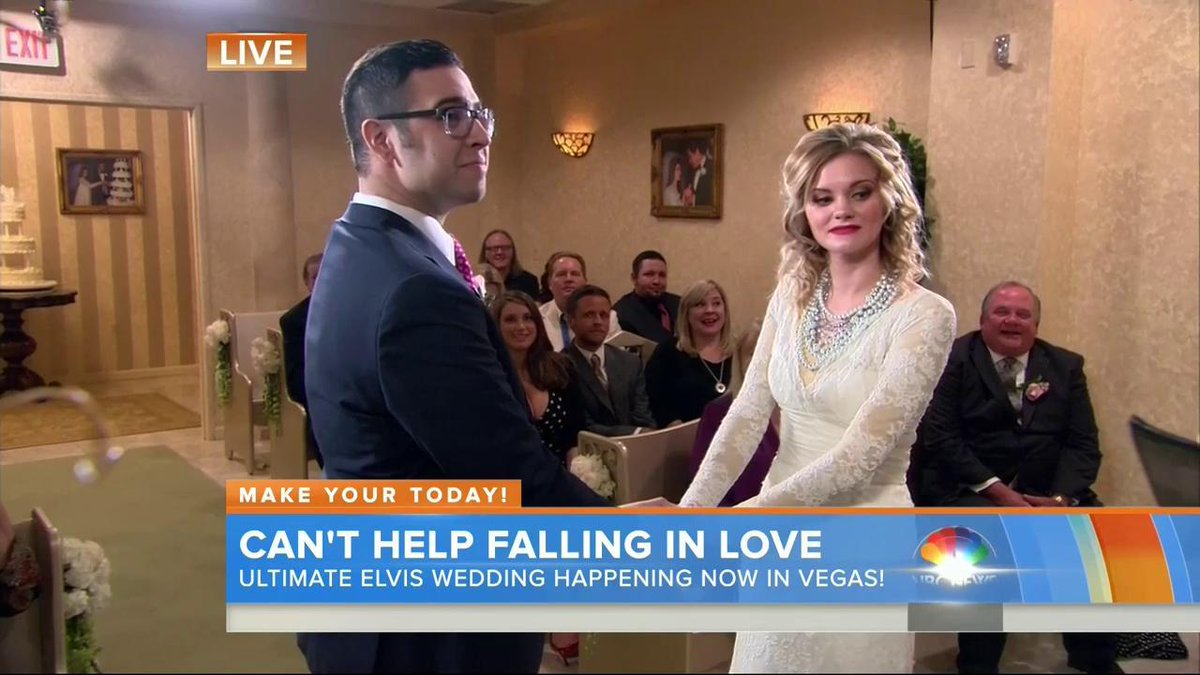 TODAYshow's tweet photo. The ultimate Elvis wedding happening live on air right now! #MakeYourTODAY http://t.co/cje9519U90