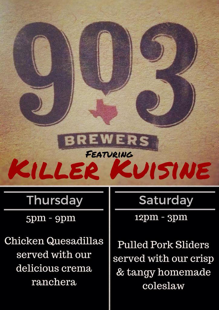 Killer_Kuisine's tweet photo. Join us at @903Brewers tonight for trivia & tacos! And on Saturday for Pulled Pork Sliders! ๐ป #KillYourHunger #Texas http://t.co/EE7LTtqNoS