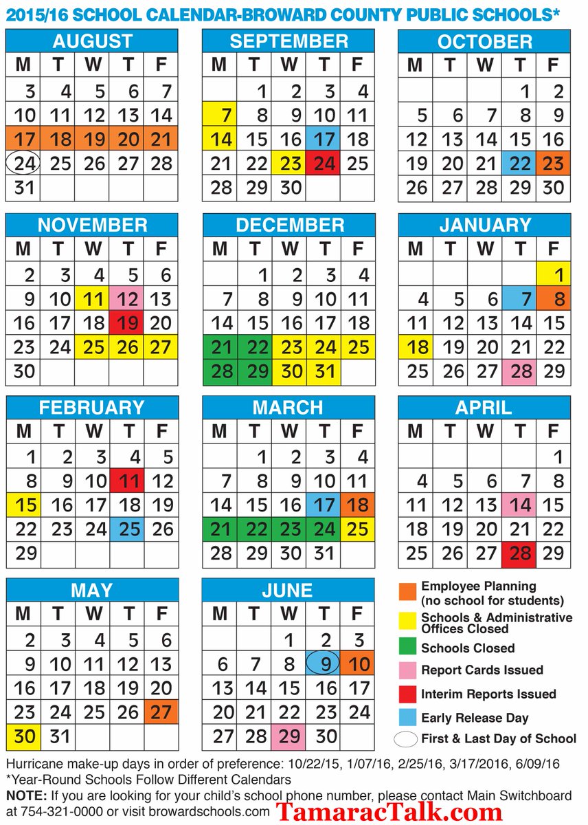 Tamarac Talk on Twitter "Broward County School Calendar Here for 2015/