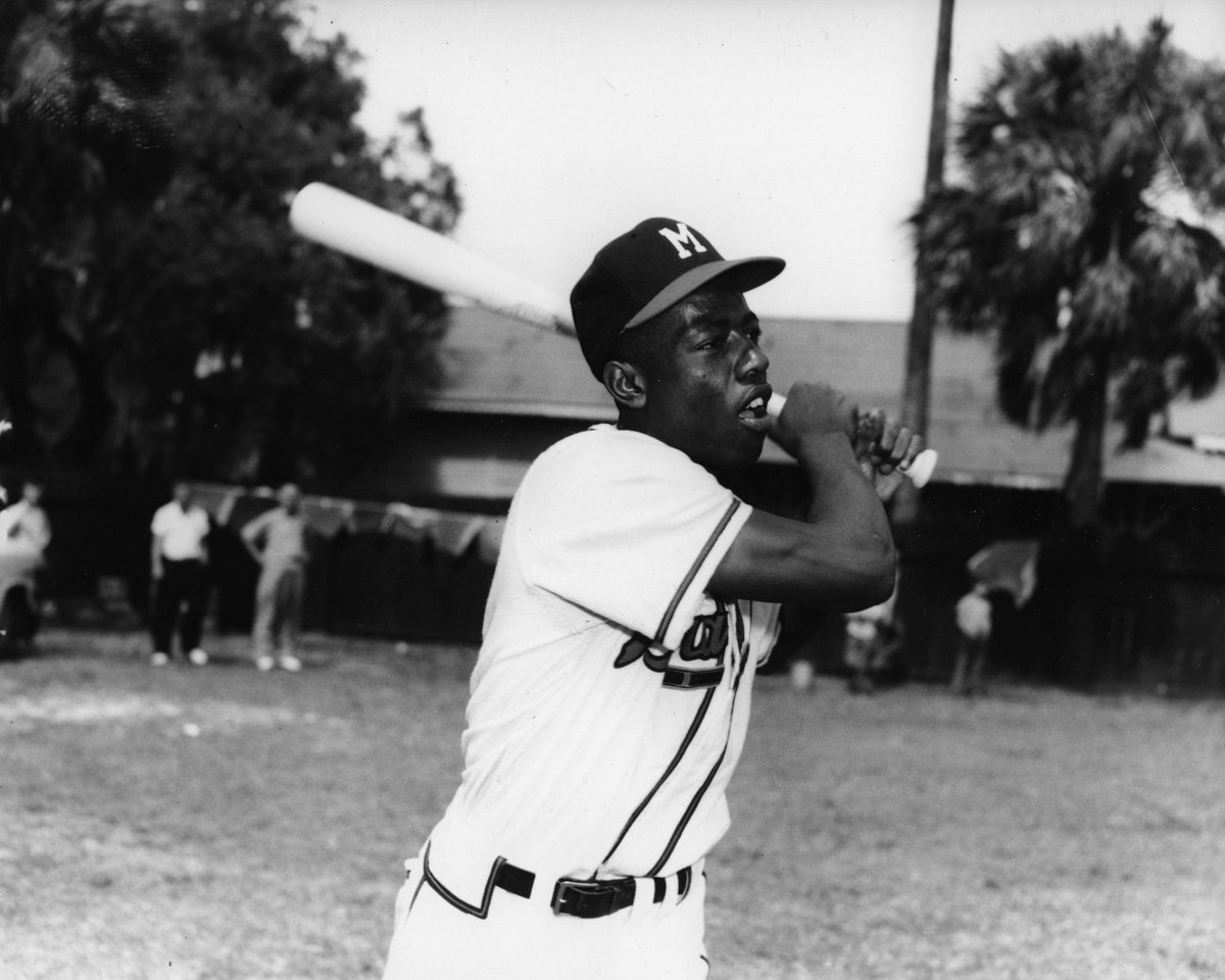 On this date in 1954, Hank Aaron hit his 1st major league home run