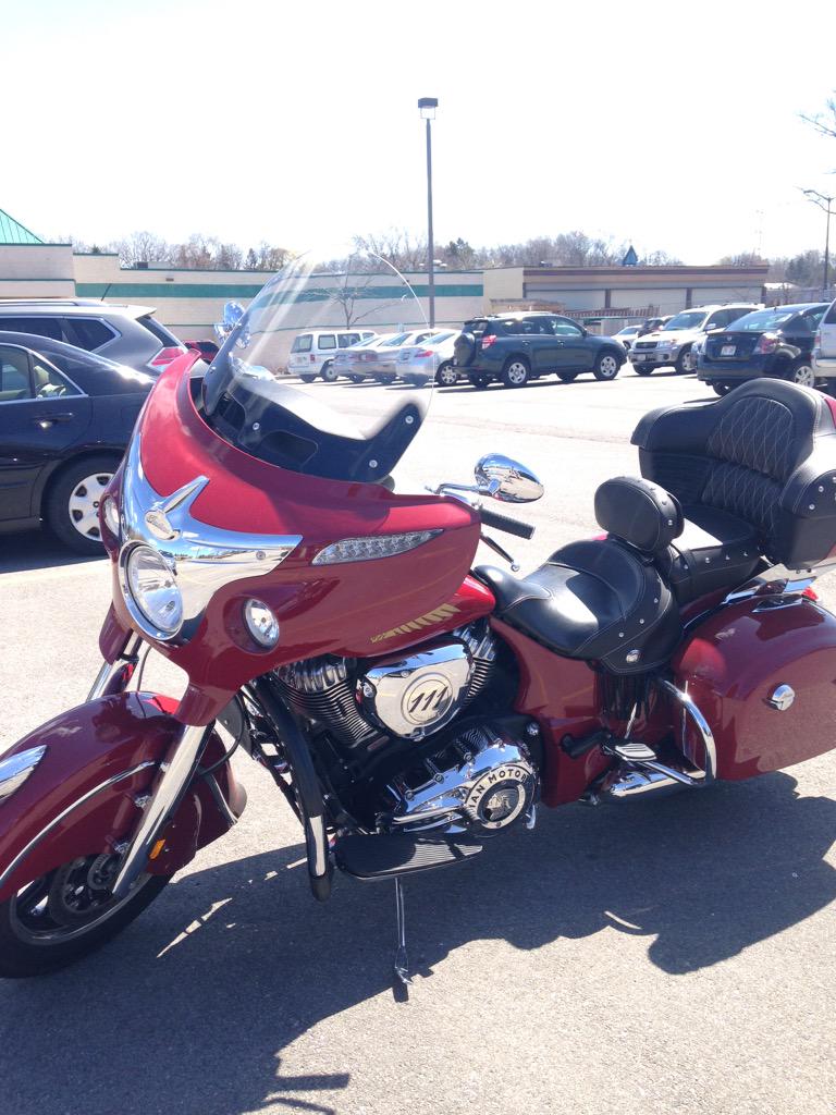 Lditsch's tweet photo. Saw this fancy things outside the gym on this sunny spring day @indianmotocycle what what!! http://t.co/5HsmNzWjiB
