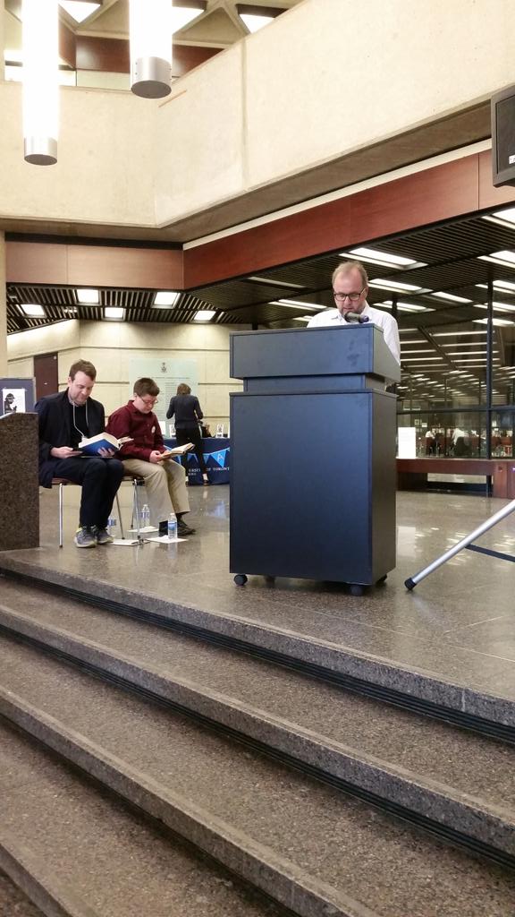 UofTSCCO's tweet photo. Gian Medves @Biker_Gian is killing it at our collaborative reading of #SherlockHolmes #utlreads @LaskinLawLib http://t.co/E13CzF1G22