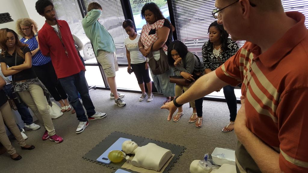 PatrickHenryHS's tweet photo. Learning about CPR training #hcs2015 @CTAE_HCS http://t.co/bs7NPdT9T5