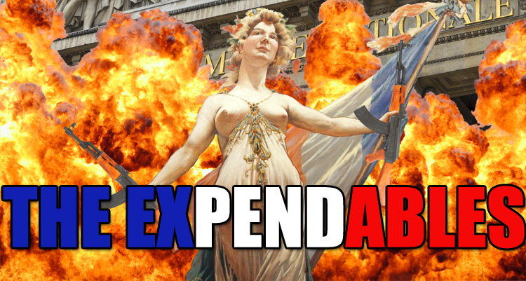 le_gorafi's tweet photo. L’UMP abandonne le nom « Les Républicains » et devient « The Expendables » http://t.co/5kzLt200y6 http://t.co/XKchjVPqgO