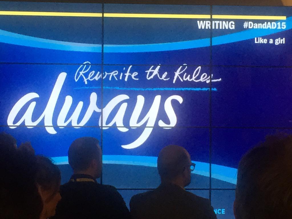 smiljks's tweet photo. Have you seen the @Always 'rewrite the rules' campaign? Amazing. #DandAD15 http://t.co/142wwrnstB