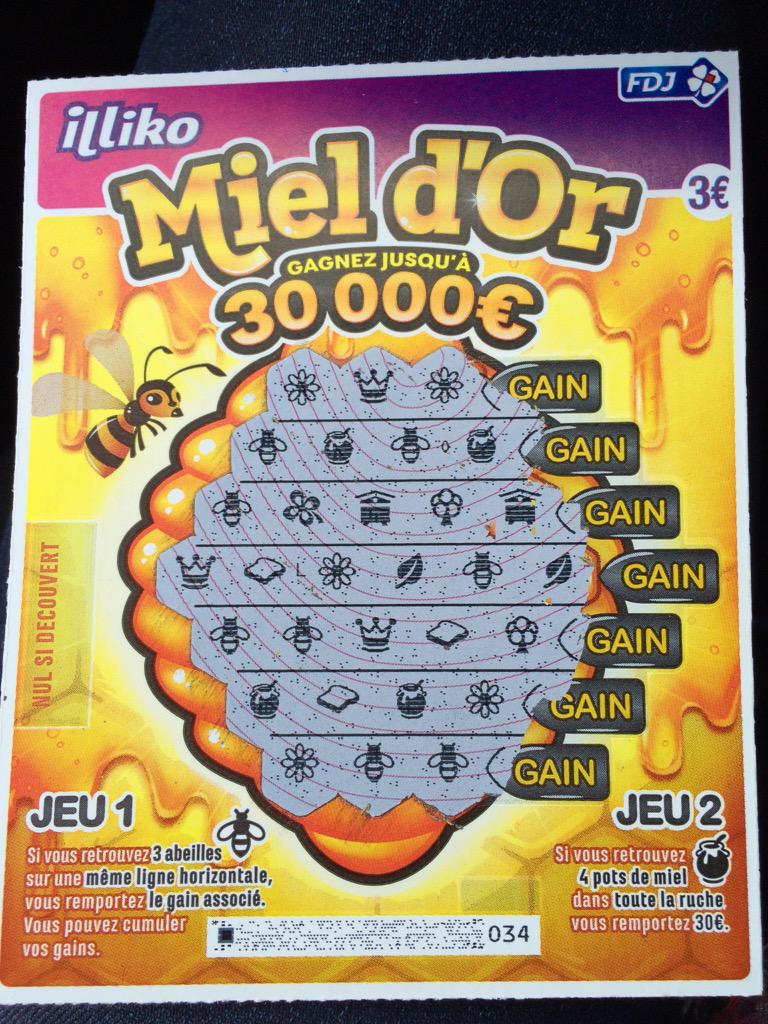 Gyom63's tweet photo. Pour 6€ c'est bon ça!!! 36€ 😜 Merci @FDJ  #MieldOr #FrançaiseDesJeux #Gain #Content http://t.co/2m2TOjVga4
