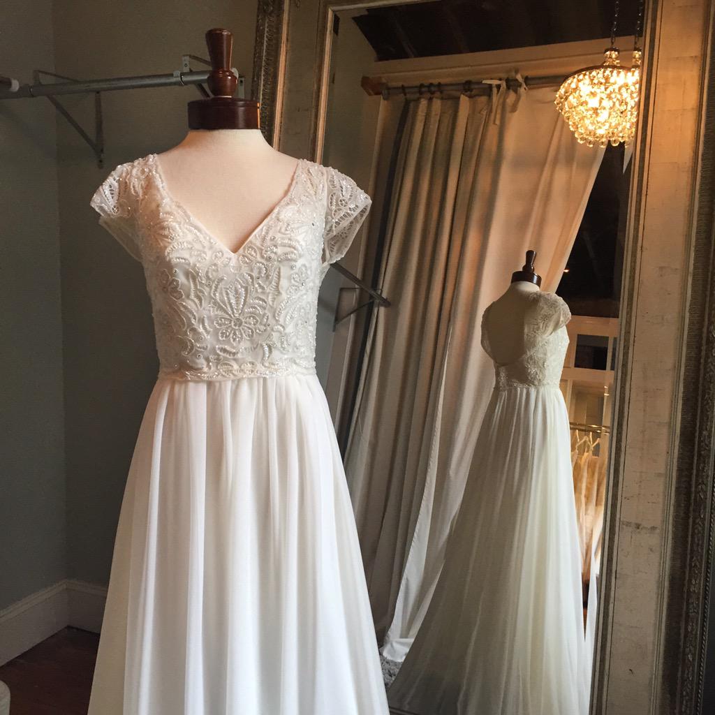 This <a href="/Jim_Hjelm/">Jim Hjelm Bridal</a> beauty arrived just in time for our #trunkshow this weekend, and she is here to stay! #newarrival
