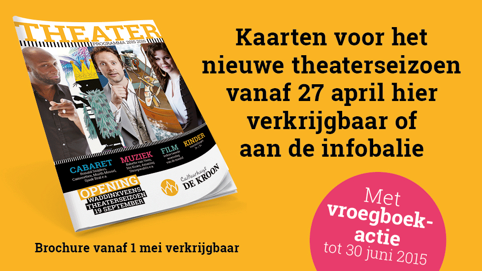 GROOT NIEUWS!
Komende maandag start de kaartverkoop voor het nieuwe theaterseizoen <a href="/CMCDeKroon/">Cultuurhuys De Kroon</a> #Waddinxveen