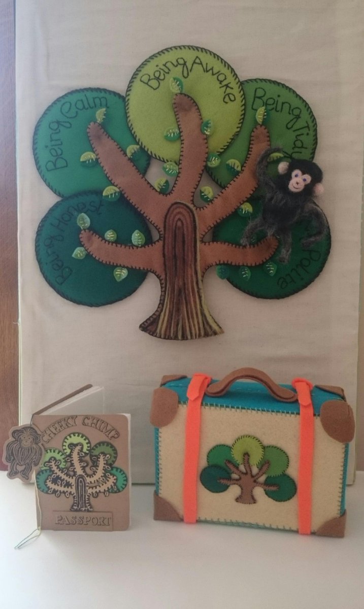 lisa_illustrate's tweet image. My mock up design for Cheeky Chimp Tree #Needlefelting #passport #suitcase #linoprinting #papercraft @Laurawestonart