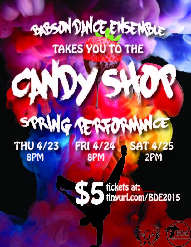 BabsonDance's tweet photo. First show is tonight at 8pm! Buy your tickets at http://t.co/xuW0uOXHHH
#BDE #Candyshop http://t.co/R0S2pK2eoe