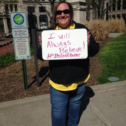 SarahBarnesDiaz's tweet photo. Thank you @IndyFeminists for your @StandTallBU message for survivors! #ItsOnUsButler http://t.co/ztx0C07a6d