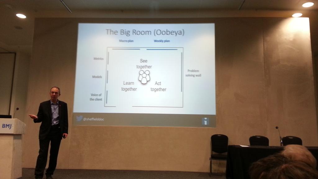 abhishek4q's tweet photo. 'Big Room' allows us all to see and learn together. Start every meeting with patient story
@sheffielddoc #qff2 http://t.co/r8mBln9PB6