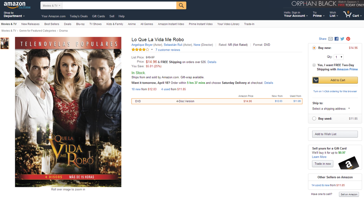 RullinaticasFR's tweet photo. ▶ Nuevo | El dvd de #LQLVMR está disponible en Amazon. | 
→ http://t.co/cCwMWZZa01 …   cc @sebastianrulli @Anboy88 http://t.co/P8ARkDJLnt