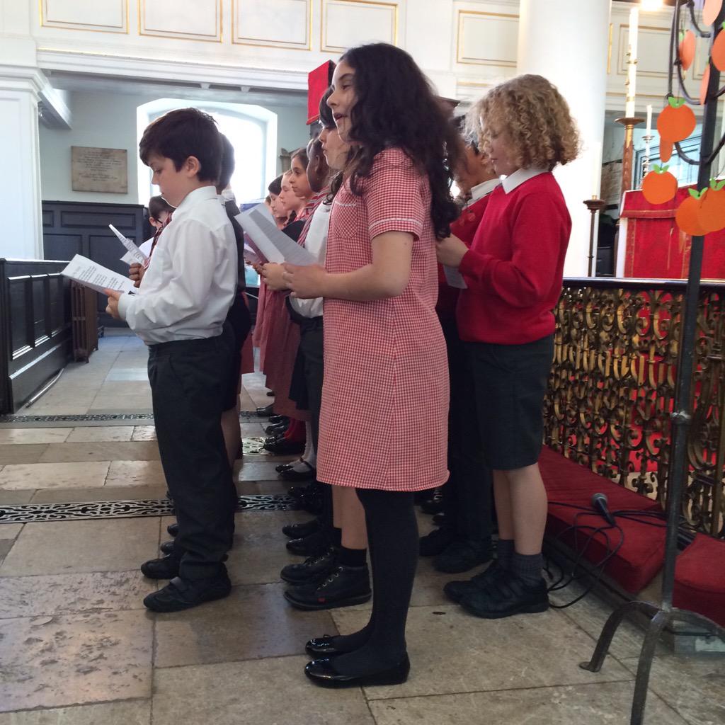 westend_one's tweet photo. St George slays the dragon @mayfairlocal rep Mike Dunn quizzed by the kids at celebratory service @GrosvenorChapel http://t.co/audkC3RsBn
