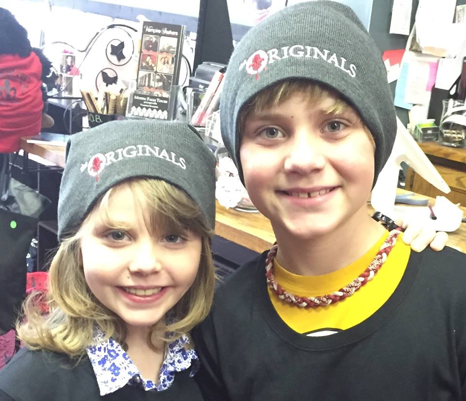vampirestalkers's tweet photo. #TheOriginals Kids came by the store today! @TheAidenFlowers #YoungKlaus @CallieMcClincy #YoungRebekah #OriginalsSwag http://t.co/8BP0P2jHrz