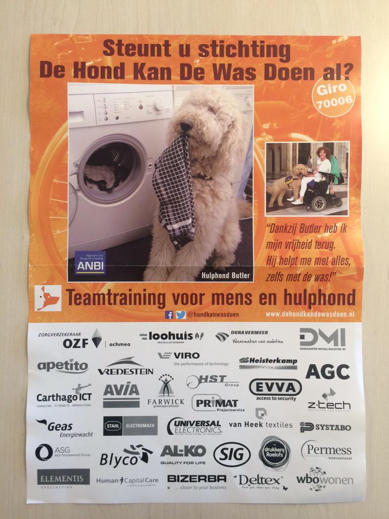 AVIAweghorst's tweet photo. Wij steunen @hondkanwasdoen Geweldig wat je een hond allemaal kunt leren! #hulphond http://t.co/6bLADrdQ5Y