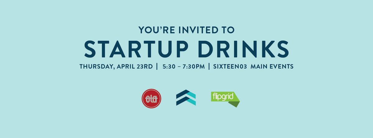 Startup Drinks is tonight! 5:30-7:30pm @ Sixteen03. No dress code, no agenda just some free apps &amp; a cash/credit bar.