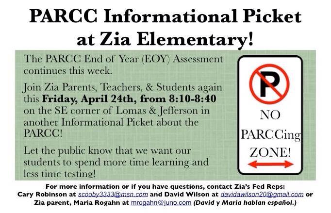Stand4KidsNM's tweet image. At Zia Elementary AbqSchools #APS PARCC info packet pickup Friday 8-10am.Anyone can pickup packet.Focus #MoreTeaching
