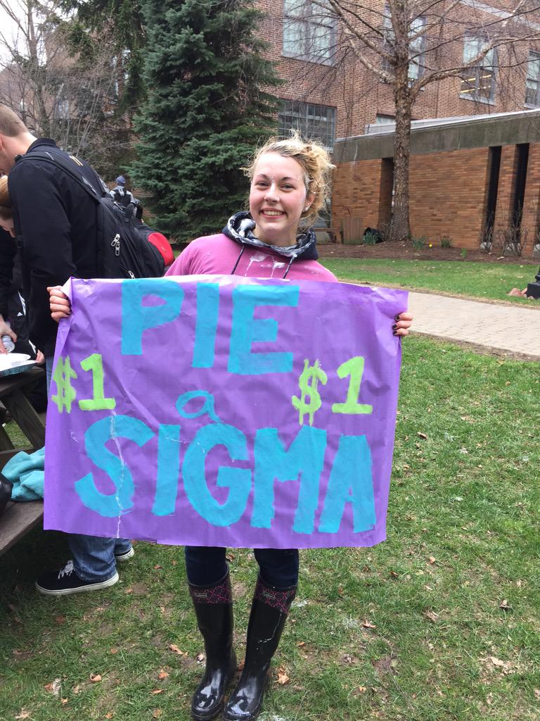 GUtrisigma's tweet photo. Come to pie a sigma!! $1 to throw a pie! Thanks to everyone whose stopped so far! 💜 http://t.co/PjcqTFS6lJ